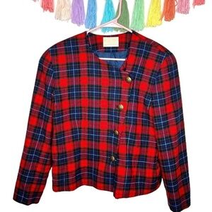 Vintage 80’s Pendleton Wool Plaid Suit Coat Tartan Hunting Blazer Jacket Size 8